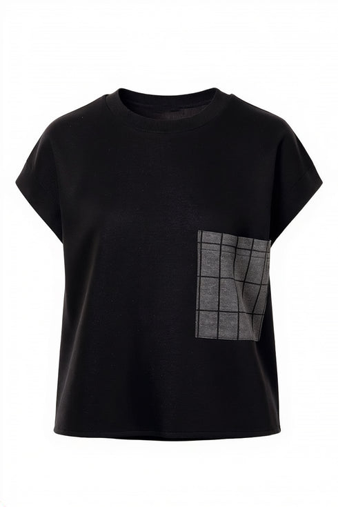 Peruzzi Women's Grid Print Tabard Top 08 Grey/Black W26139