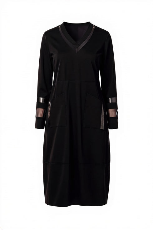 Peruzzi Women's Bronze Accent V-Neck Dress 09 Black W26171