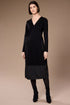 Peruzzi Herringbone Trim Midi Dress in Black SKU W26172
