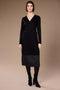 Peruzzi Herringbone Trim Midi Dress in Black SKU W26172