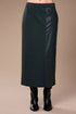 Peruzzi Contrast Faux Leather Panel Midi Skirt W26183 - Green