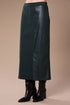 Peruzzi Contrast Faux Leather Panel Midi Skirt W26183 - Green