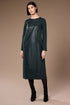 Peruzzi Contrast Faux Leather Panel Midi Dress W26184 - Green