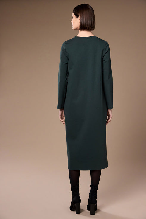 Peruzzi Contrast Faux Leather Panel Midi Dress W26184 - Green