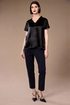 Peruzzi V-Neck Luminous Satin Short-Sleeve Top W26191 9 - Black