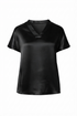 Peruzzi V-Neck Luminous Satin Short-Sleeve Top W26191 9 - Black