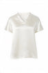 Peruzzi V-Neck Luminous Satin Short-Sleeve Top W26191 - Ecru