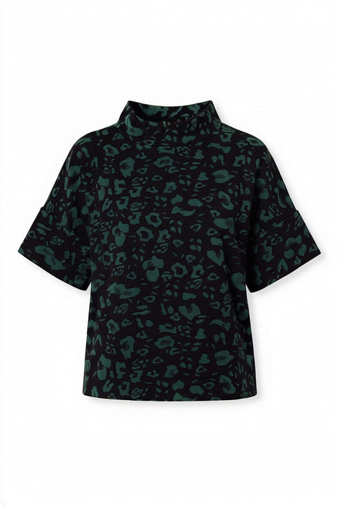 Peruzzi Womens Animal Jacquard Knit Top W26192 - Black/Green