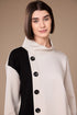 Peruzzi Womens Two Tone Button Top W26198 - Ecru/Black