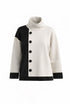 Peruzzi Womens Two Tone Button Top W26198 - Ecru/Black