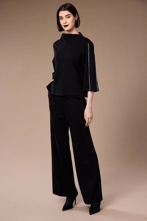 Peruzzi Women's Funnel Neck Seam Detail Top 09 Black W26402