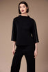 Peruzzi Women's Funnel Neck Seam Detail Top 09 Black W26402