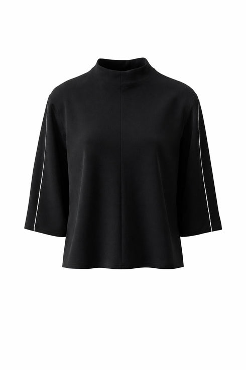 Peruzzi Women's Funnel Neck Seam Detail Top 09 Black W26402