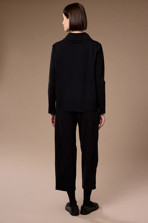 Peruzzi Womens Jacquard Cowl Neck Top W26500 - 9 Black