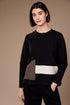 Peruzzi Women's Applique Panel Round Neck Top 09 Black W26506