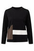 Peruzzi Women's Applique Panel Round Neck Top 09 Black W26506