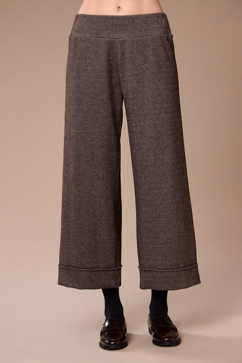 Peruzzi Women's Mini Houndstooth Turn-Up Trousers Brown W26507