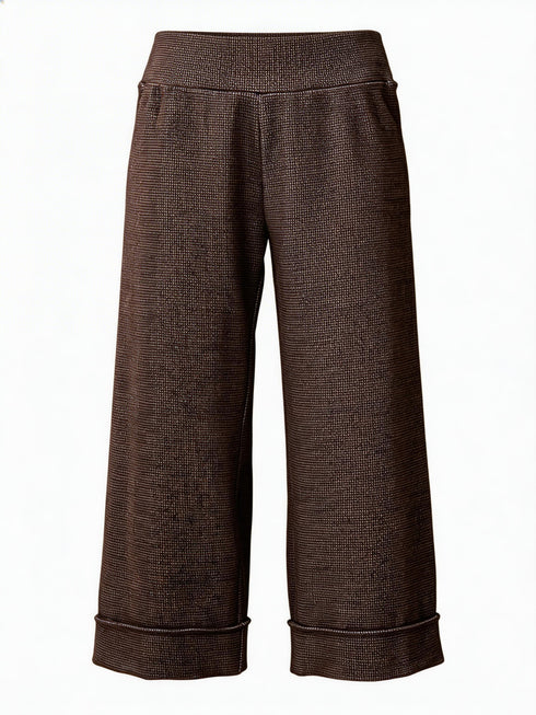 Peruzzi Women's Mini Houndstooth Turn-Up Trousers Brown W26507