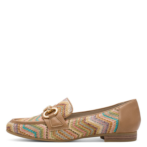 Jana Women's Beige Multi 8-24265-44-494 Softline Vegan Wide H-Fit Loafers