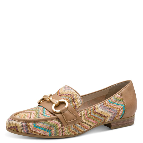 Jana Women's Beige Multi 8-24265-44-494 Softline Vegan Wide H-Fit Loafers