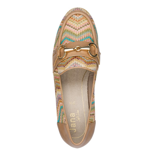 Jana Women's Beige Multi 8-24265-44-494 Softline Vegan Wide H-Fit Loafers