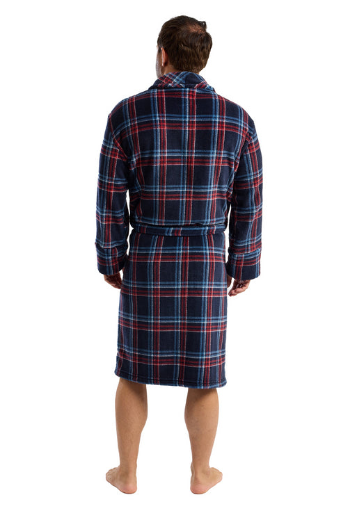 Western Ridge Men’s Check Flannel Fleece Robe WR46108 – Knee-Length, Cozy Loungewear