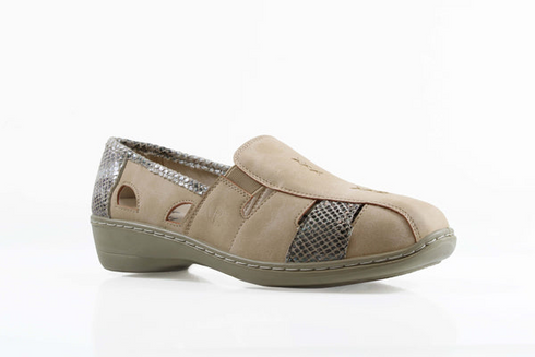 P Comfort Womens Beige Multi PU Scooped Wedge Slip On Casual Shoes WW1700