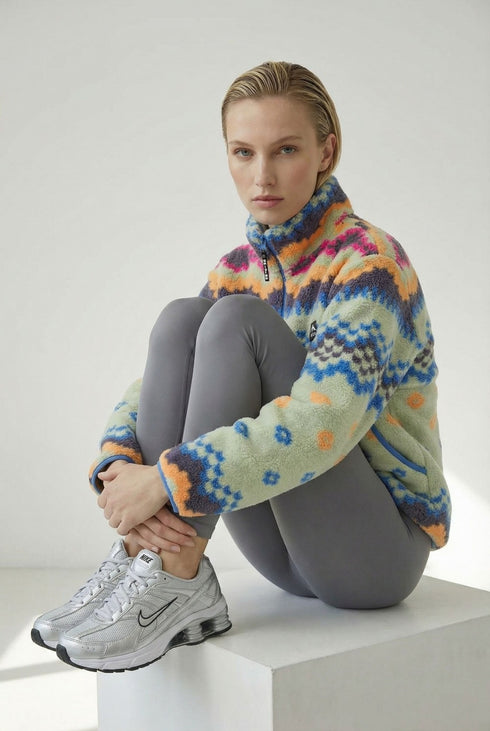 USCO Nordic Trek Fleece in Mint/Blue - Women’s Cosy 1/4 Zip US45509 T384