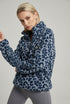 USCO Leopard Trek Fleece in Navy/Blue - Women’s Cosy 1/4 Zip US45508 T372