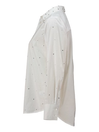 Hailys Lo44ve Studded Cotton Long Sleeve Blouse YIS-2601089 - White