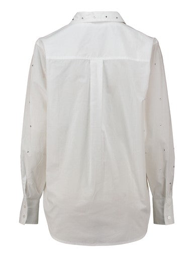 Hailys Lo44ve Studded Cotton Long Sleeve Blouse YIS-2601089 - White