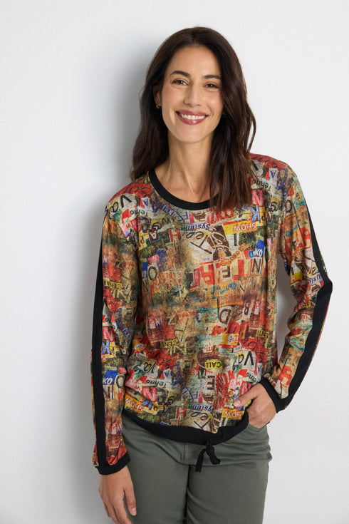 Tinta Yareli Multicolour Typography Print Long Sleeve Top