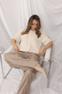Kimara Fashion Women's Cream Lott Cardigan – Sustainable Knit Button-Down with 3/4 Sleeves