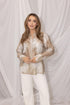 Kimara Fashion Women's Sand Brown Brooks KR33 Oversized Floral Textured Blouse
