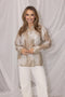 Kimara Fashion Women's Sand Brown Brooks KR33 Oversized Floral Textured Blouse