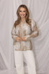 Kimara Fashion Women's Sand Brown Brooks KR33 Oversized Floral Textured Blouse