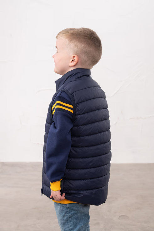 Lighthouse Boys Abel Navy Gilet with JCB Yellow Tractor