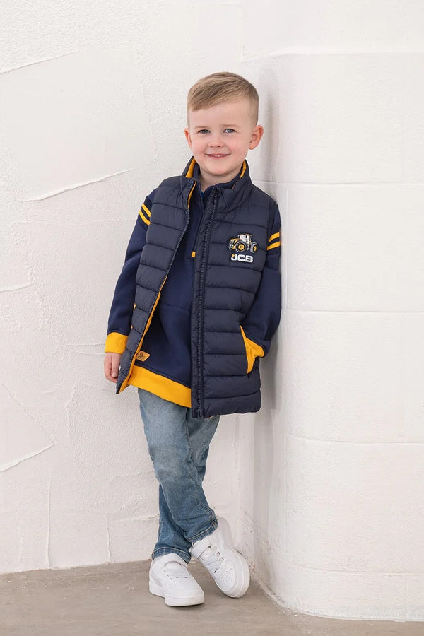 Lighthouse Boys Abel Navy Gilet with JCB Yellow Tractor
