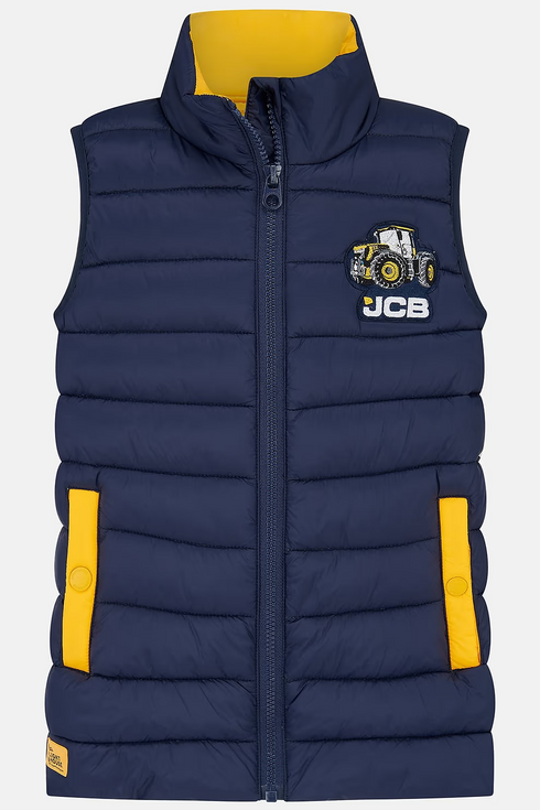 Lighthouse Boys Abel Navy Gilet with JCB Yellow Tractor