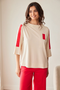 PERUZZI Womens Tab Detail Half Sleeve Top S26184