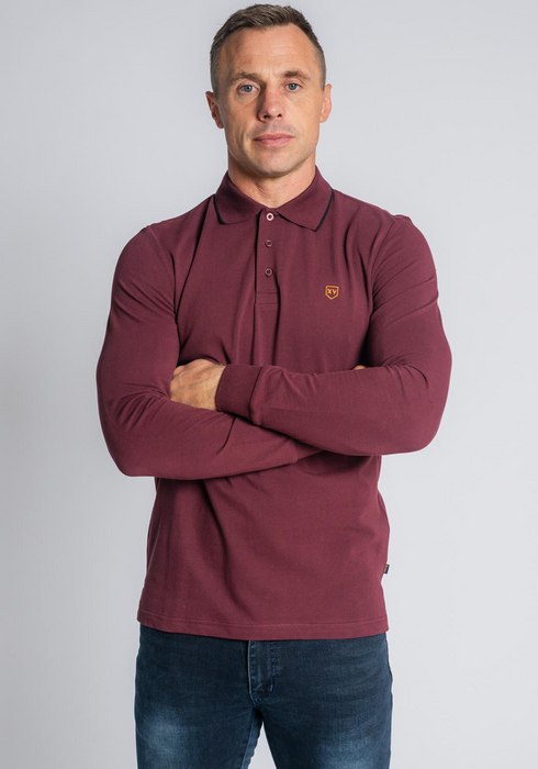 XV Kings by Tommy Bowe Alice Springs Wine Long Sleeve Polo Shirt