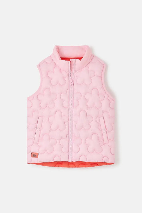 Lighthouse Girls Amber Floral Quilted Gilet in Baby Pink