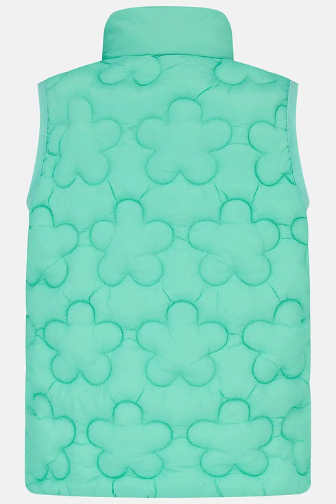 Lighthouse Girls Amber Floral Quilted Gilet in Tiffany Teal