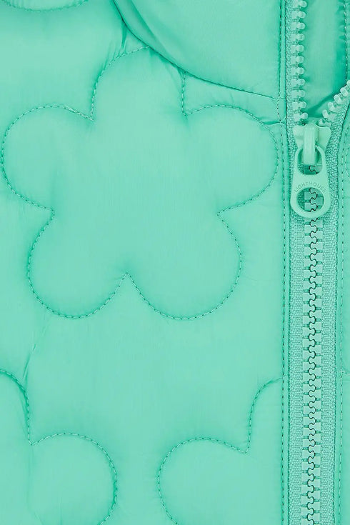 Lighthouse Girls Amber Floral Quilted Gilet in Tiffany Teal