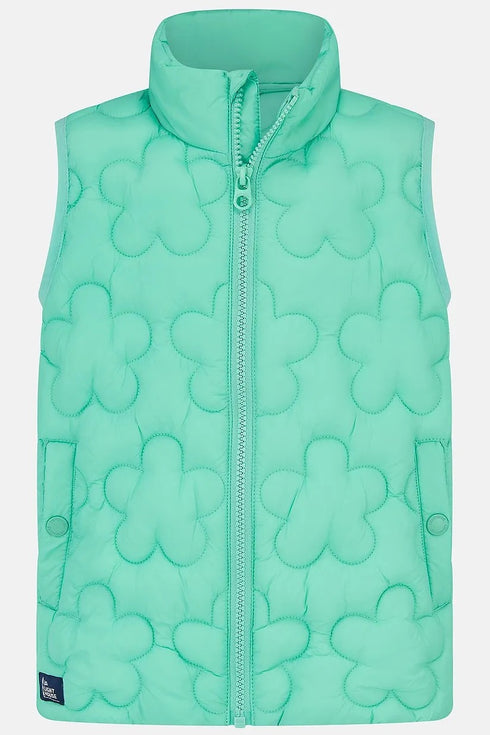 Lighthouse Girls Amber Floral Quilted Gilet in Tiffany Teal