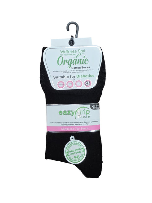Wellness Sox Mens Organic Cotton Socks Suitable for Diabetics 3 Pack 3242