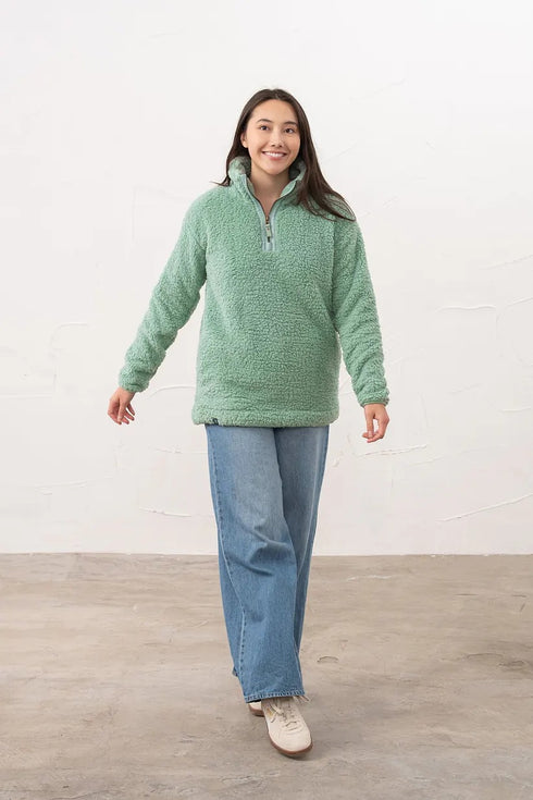 Lighthouse Women's Bay Sherpa 1/4 Zip Fleece in Basil Bay