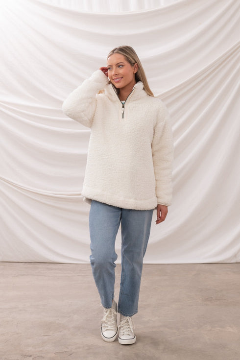 Lighthouse Bay Sherpa Fleece half-zip, funnel neck fleece.
