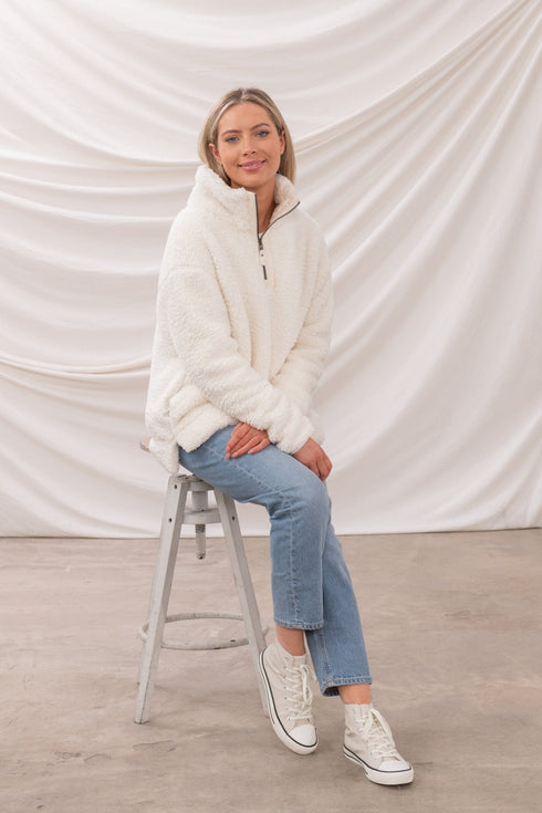 Lighthouse Bay Sherpa Fleece half-zip, funnel neck fleece.