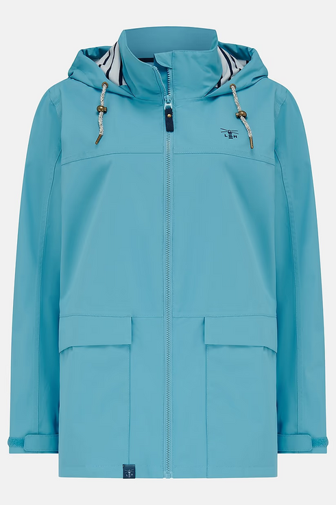 Lighthouse Blue Beachcomber Hip Length Waterproof Hooded Jacket